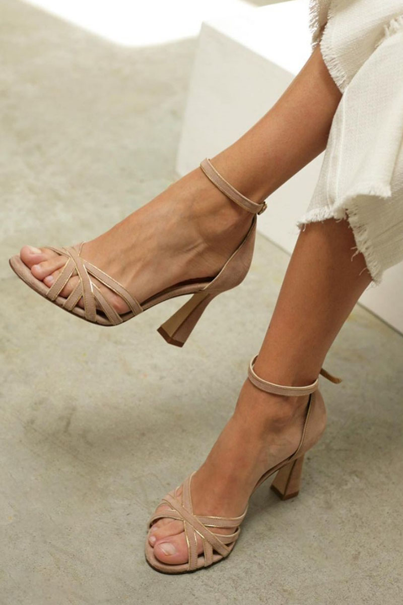 Marona™ | Patchwork Round-Toe Sandals with Slim Heel
