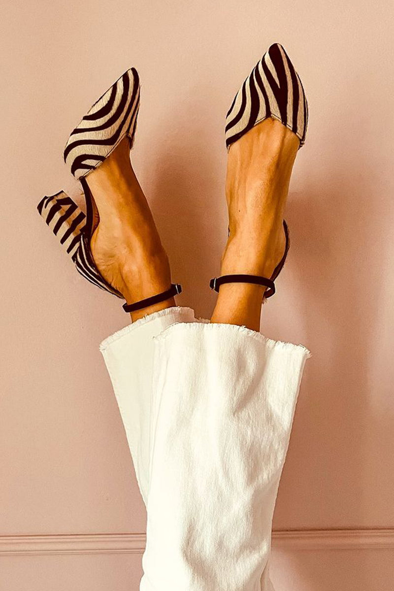 Mirai™ | Mid-Heel Zebra Print Strap Sandals