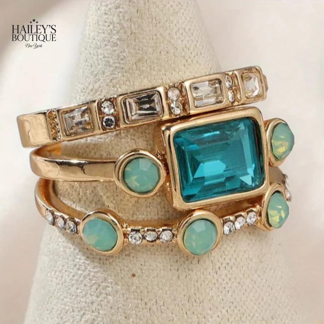 OCEAN - VINTAGE CRYSTAL RING SET