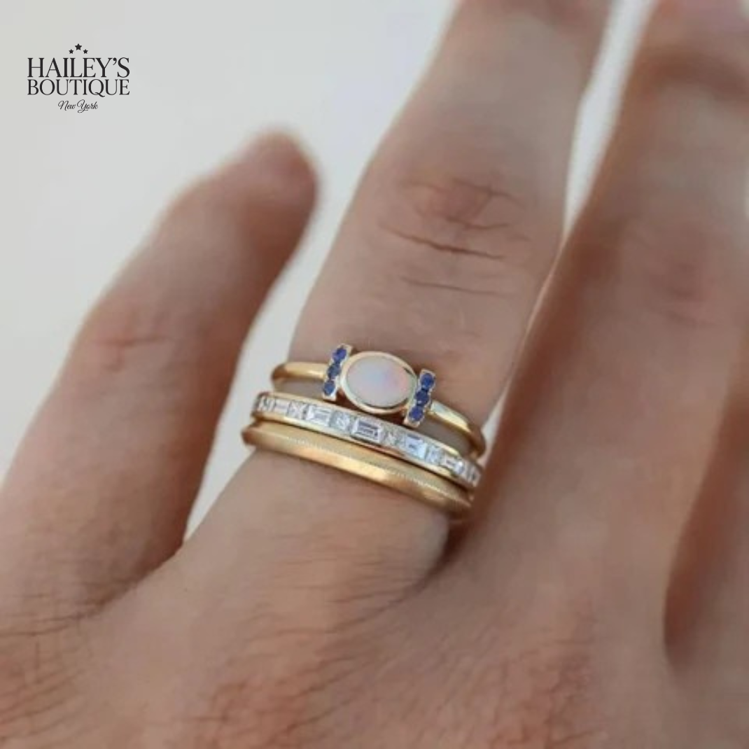 OPRAH - VINTAGE GOLDEN OPAL RING SET