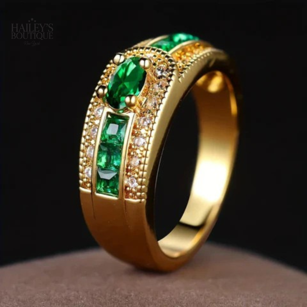 GREEN BRIGHT GOLD RING