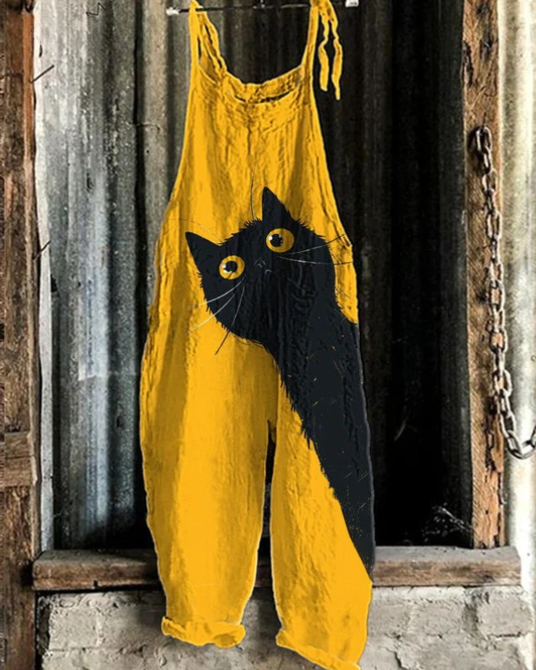 Solea | Lightweight Black Cat Jumpsuit