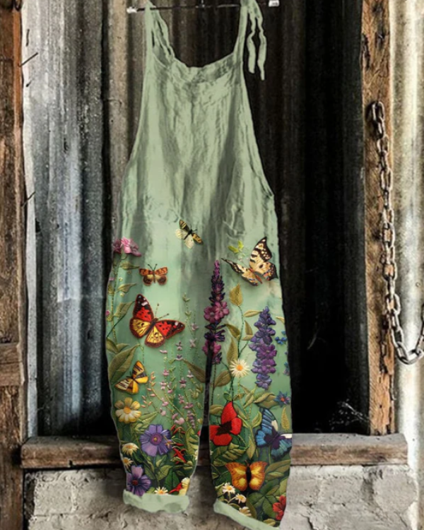 Solea | Lightweight Butterflies and Flowers Jumpsuit