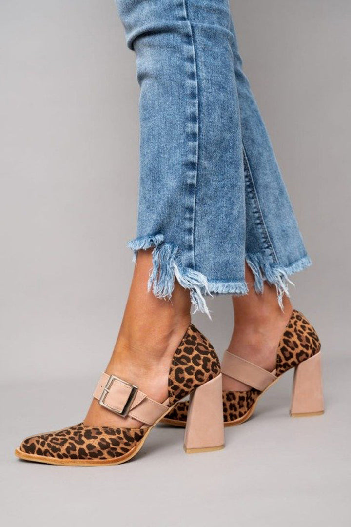 Avano™ | Stable Heel Leopard Suede Sandals
