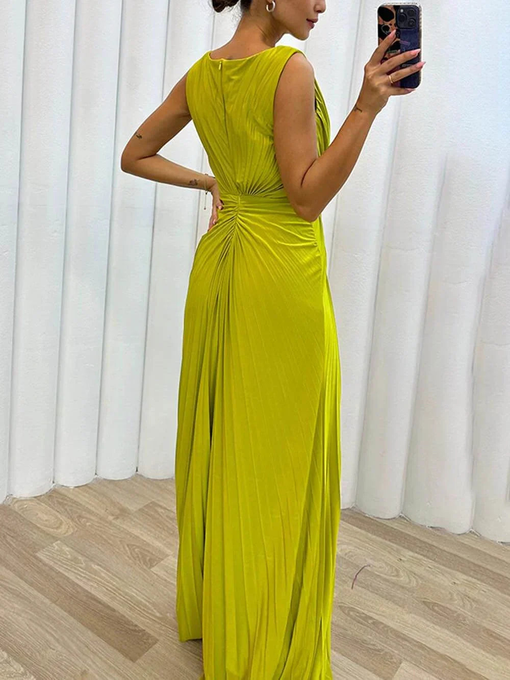 Alma – Pleated Maxi Evening Dress
