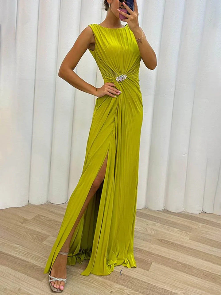 Alma – Pleated Maxi Evening Dress