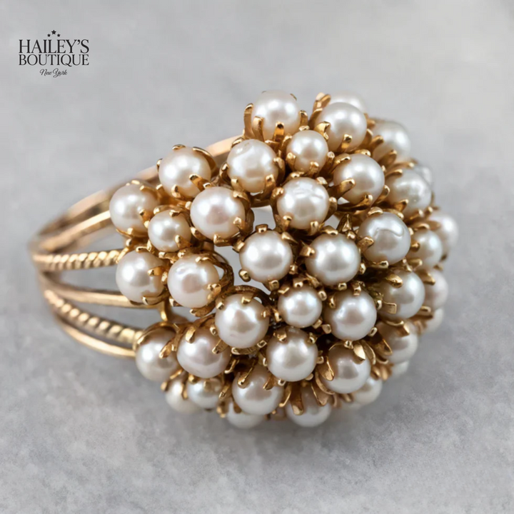 BLUSH INLAID PEARLS RING