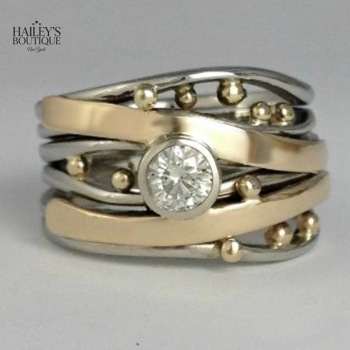 VINTAGE GOLD INLAID ZIRCONIA RING