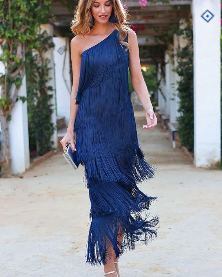 Laura | Long Dress with Fringes