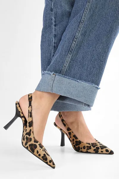 Laro™ | Khaki Leopard Print Pointed-Toe Pumps