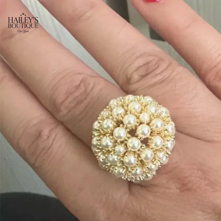 BLUSH INLAID PEARLS RING
