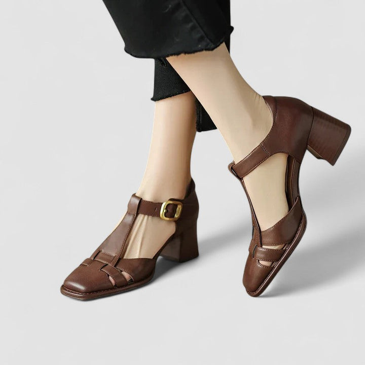 Scarlet™ – Orthopedic T-Strap Block Heels