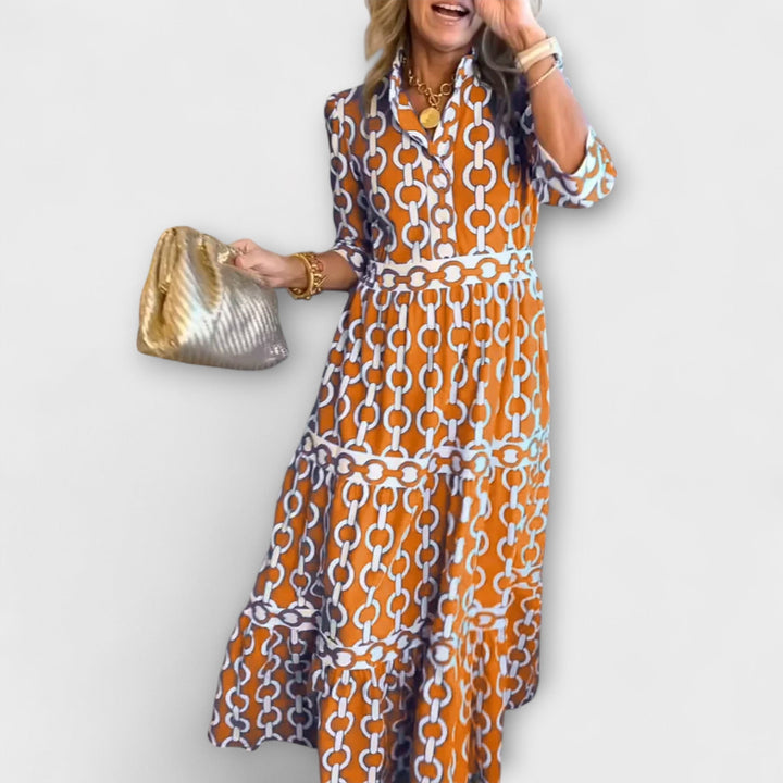 Tara™ | Midi Dress with Chain Pattern