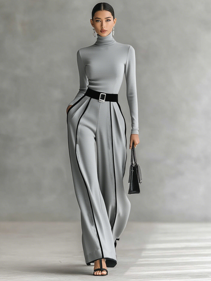 Aliya | Turtleneck Top & Wide-Leg Pants Set