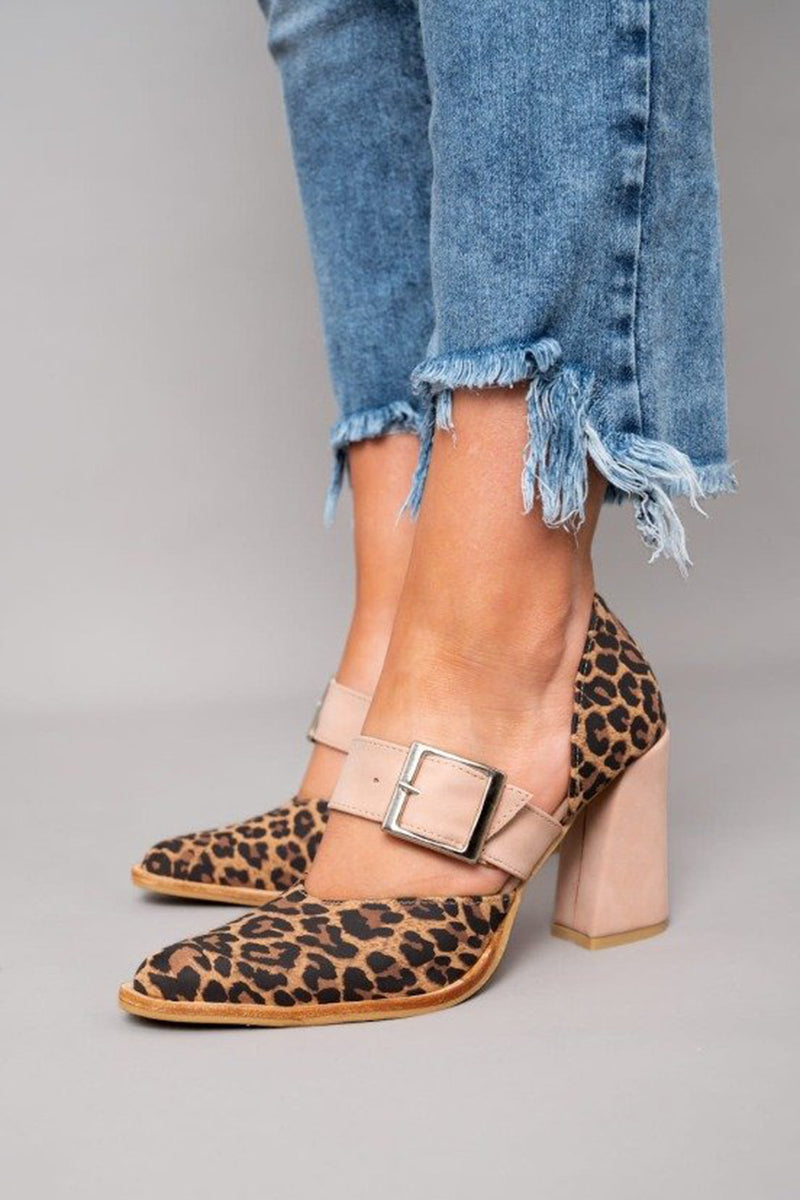 Avano™ | Stable Heel Leopard Suede Sandals