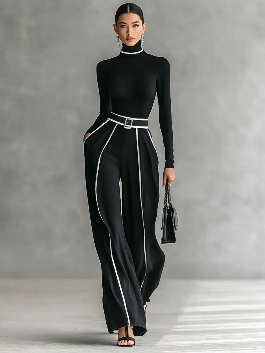 Aliya | Turtleneck Top & Wide-Leg Pants Set