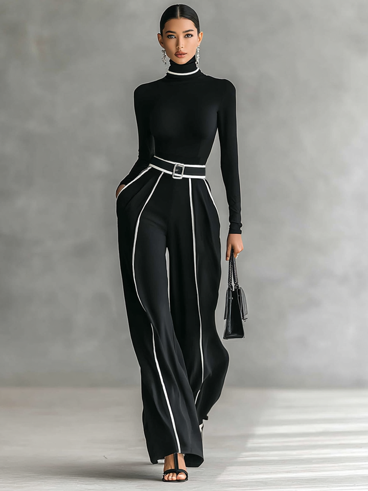 Aliya | Turtleneck Top & Wide-Leg Pants Set
