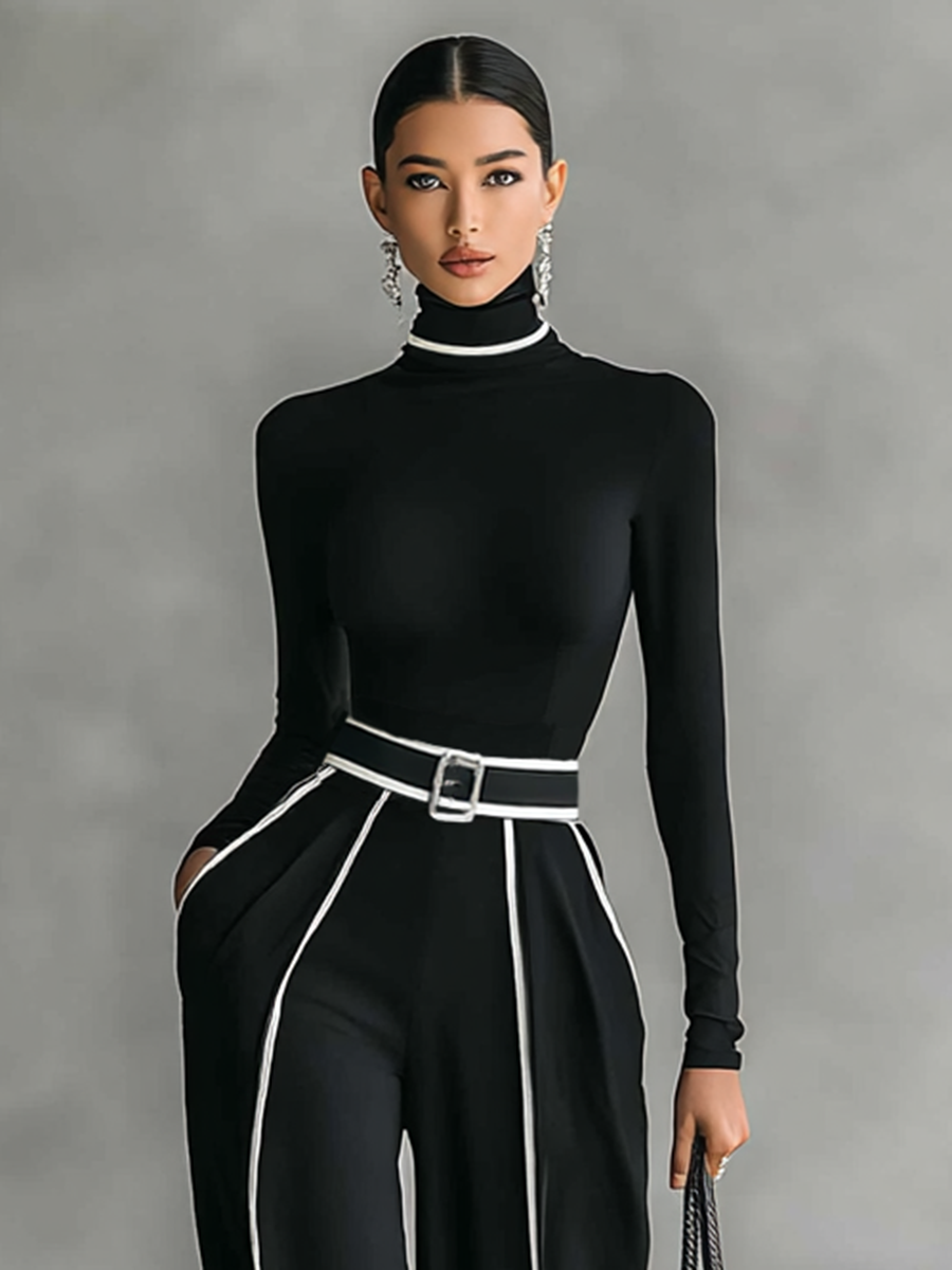 Aliya | Turtleneck Top & Wide-Leg Pants Set