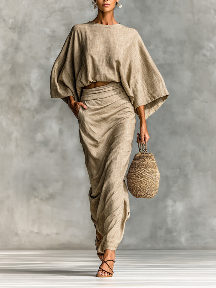 Gina | Two-Piece Cotton and Linen Skirt Set