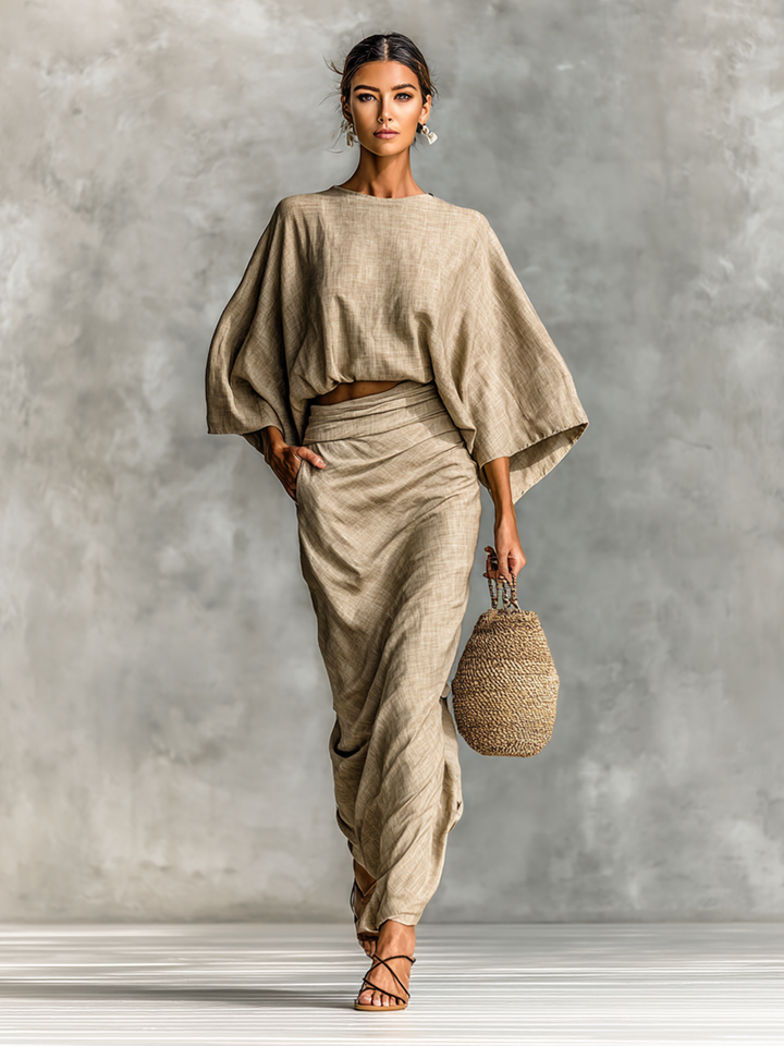Gina | Two-Piece Cotton and Linen Skirt Set