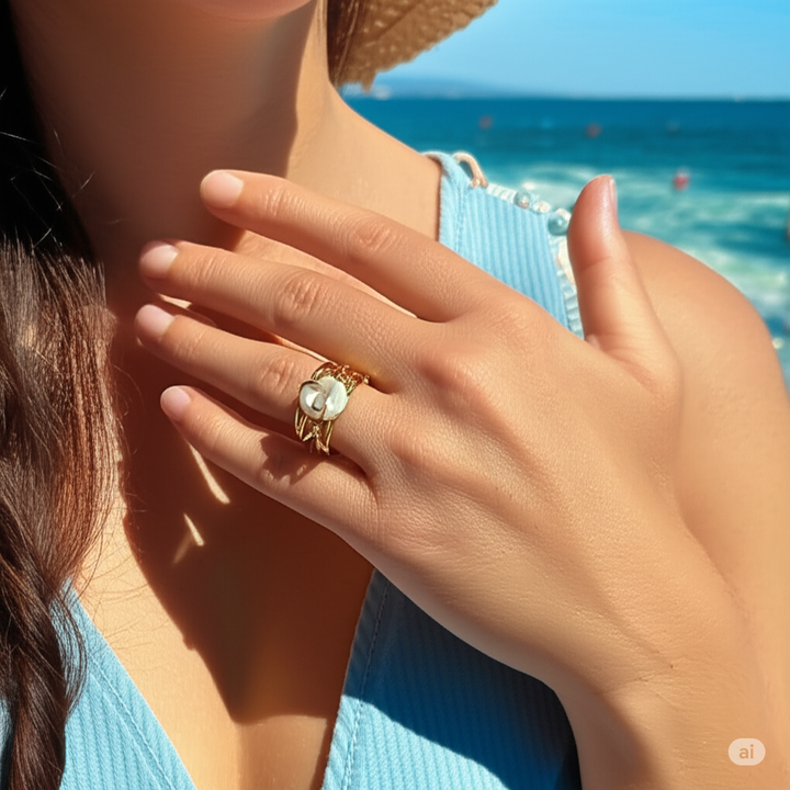 THIN GOLDEN & PEARL RING