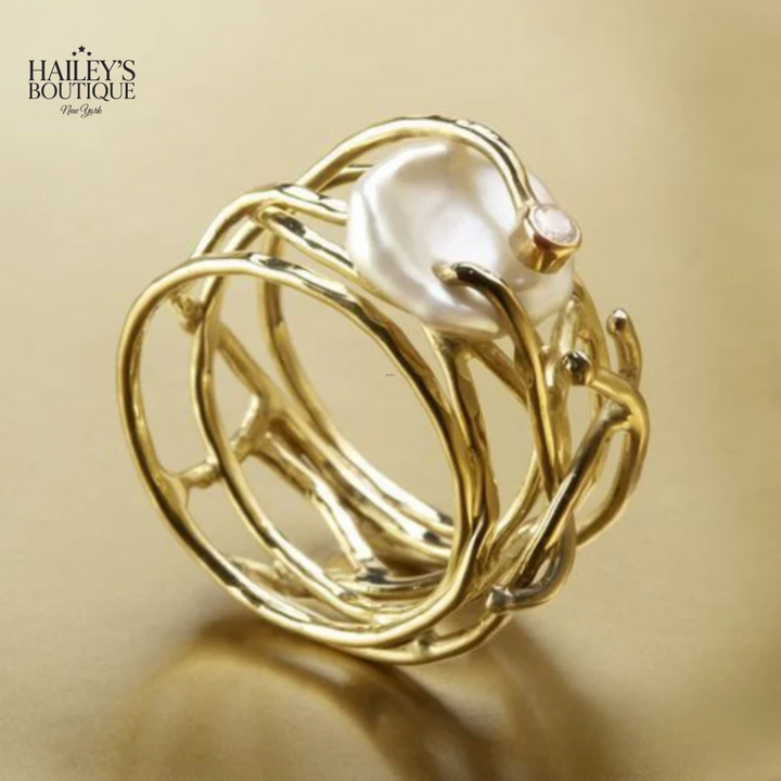 THIN GOLDEN & PEARL RING