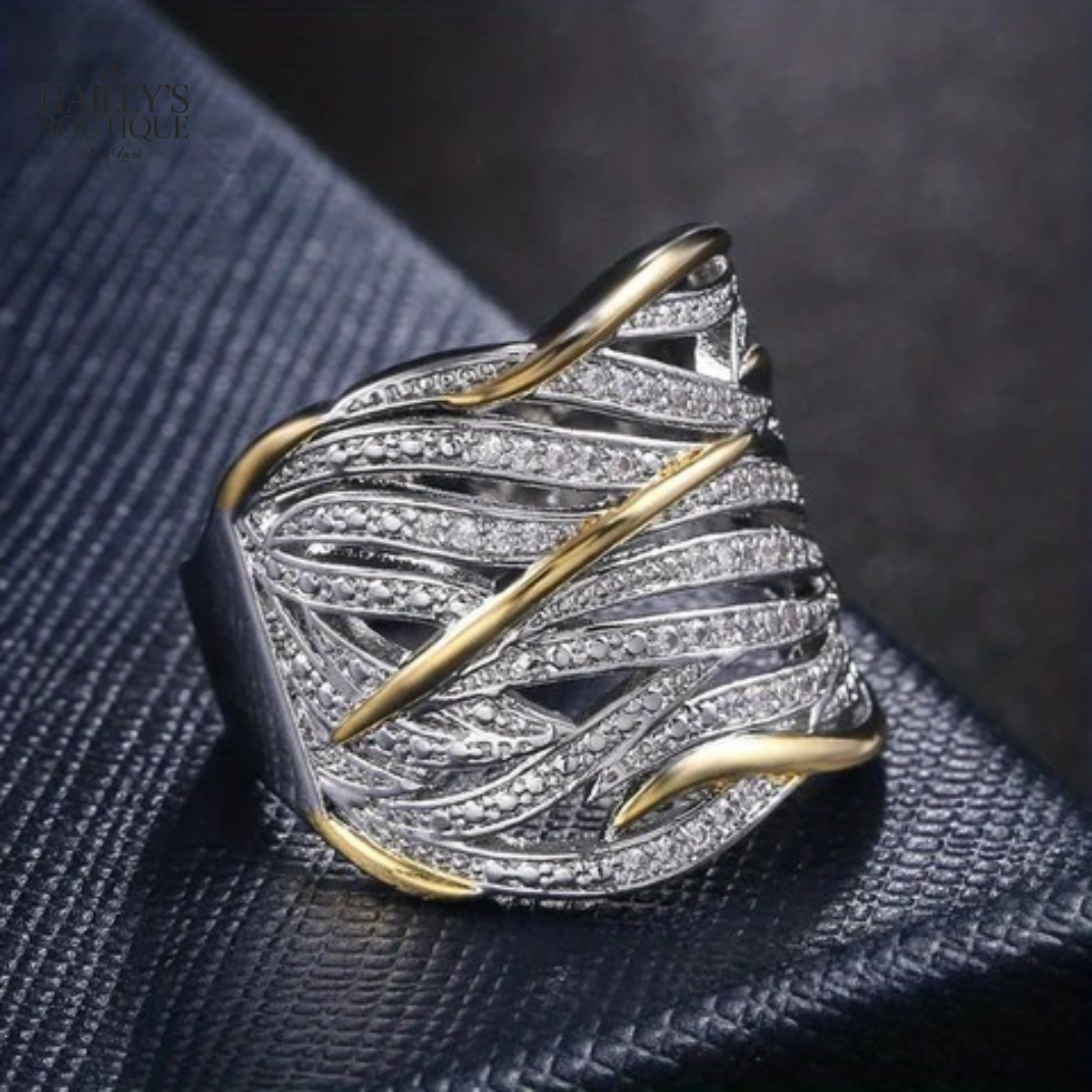 ELEGANT MULTILAYER TWISTED RING