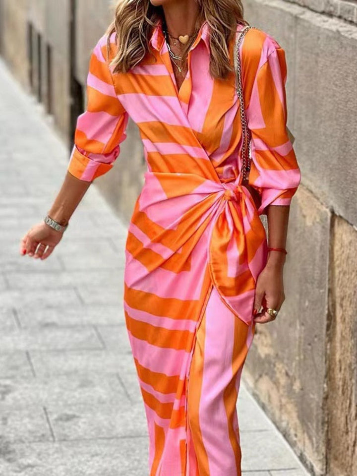 Talia – Striped Midi Dress