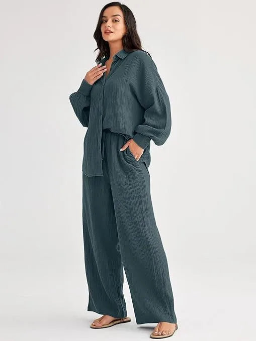 Livia | Summer set in pure natural linen
