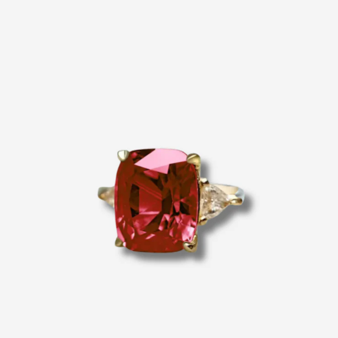 JOSEPHINE GOLD RING WITH RED ZIRCON