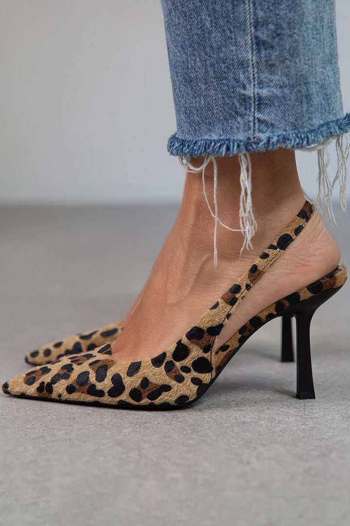 Laro™ | Khaki Leopard Print Pointed-Toe Pumps