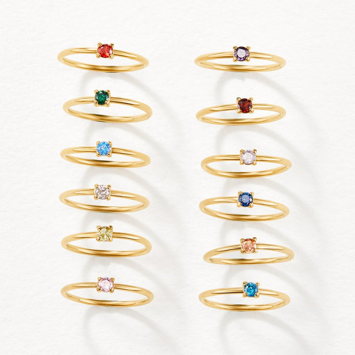 Elegant Solid Birthstone Rings