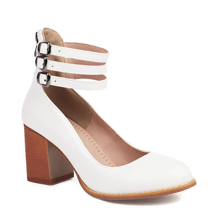Caa™ | Smooth Ankle-Strap Sandals with Chunky Heel