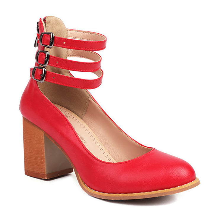 Caa™ | Smooth Ankle-Strap Sandals with Chunky Heel