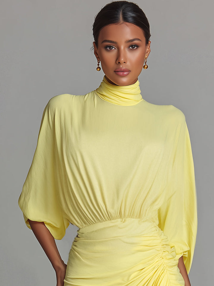 Sally | Comfortable Maxi Dress in Bright Yellow Blend