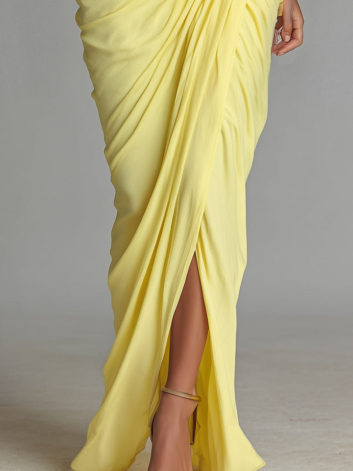 Sally | Comfortable Maxi Dress in Bright Yellow Blend