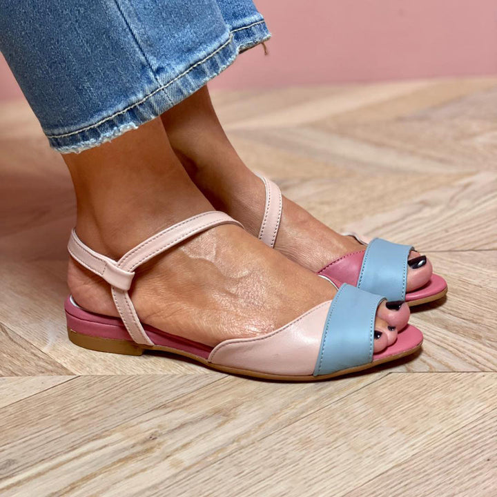 Ellela™ | Asymmetrical Pink Color Block Sandals