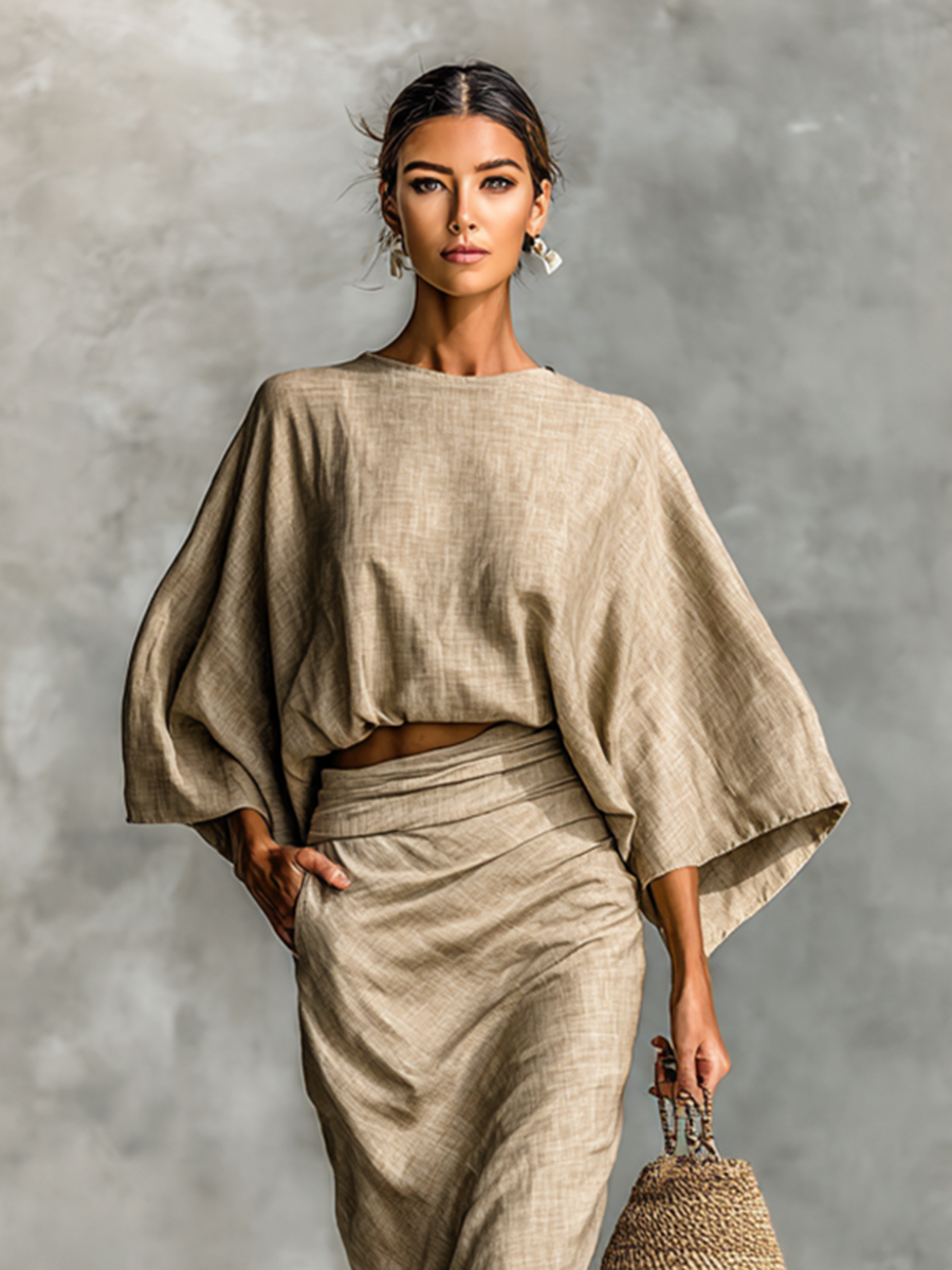 Gina | Two-Piece Cotton and Linen Skirt Set