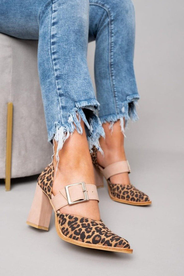 Avano™ | Stable Heel Leopard Suede Sandals
