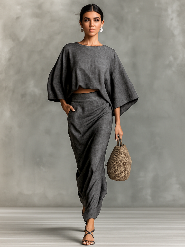 Gina | Two-Piece Cotton and Linen Skirt Set